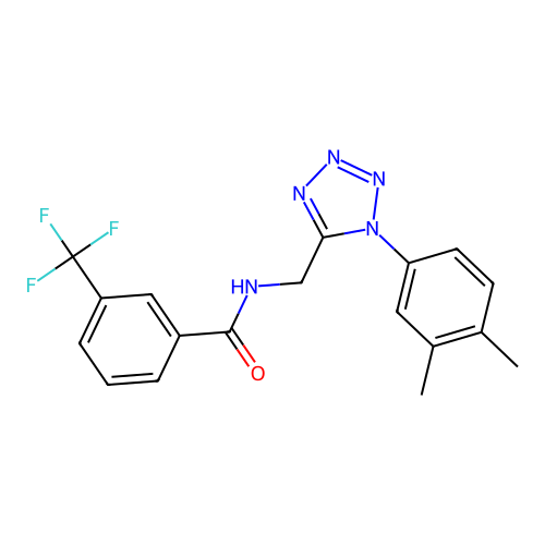 N-[[1-(3,4-dimethylphenyl)tetrazol-5-yl]methyl]-3-(trifluoromethyl)benzamide structure