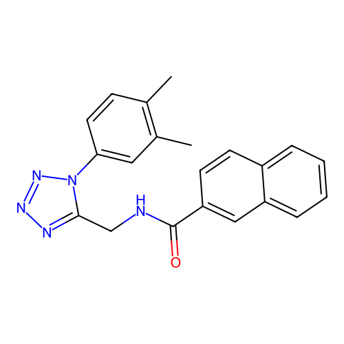 N-[[1-(3,4-dimethylphenyl)tetrazol-5-yl]methyl]naphthalene-2-carboxamide structure