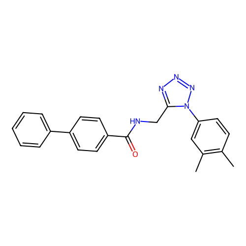 N-[[1-(3,4-dimethylphenyl)tetrazol-5-yl]methyl]-4-phenylbenzamide structure