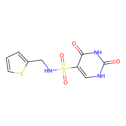 2,4-dioxo-N-(thiophen-2-ylmethyl)-1H-pyrimidine-5-sulfonamide structure