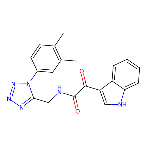 N-[[1-(3,4-dimethylphenyl)tetrazol-5-yl]methyl]-2-(1H-indol-3-yl)-2-oxoacetamide structure