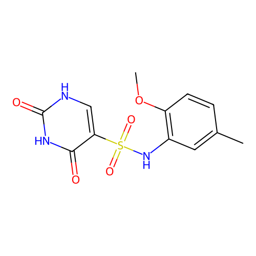 2-hydroxy-N-(2-methoxy-5-methylphenyl)-6-oxo-1,6-dihydropyrimidine-5-sulfonamide structure
