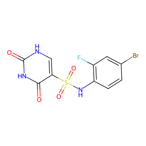 N-(4-bromo-2-fluorophenyl)-2-hydroxy-6-oxo-1,6-dihydropyrimidine-5-sulfonamide structure