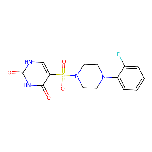 5-[4-(2-fluorophenyl)piperazin-1-yl]sulfonyl-1H-pyrimidine-2,4-dione structure