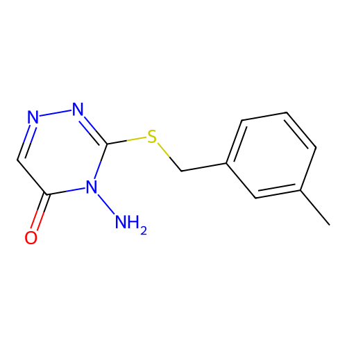 4-Amino-3-[(3-methylphenyl)methylsulfanyl]-1,2,4-triazin-5-one structure