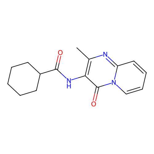 N-{2-methyl-4-oxo-4H-pyrido[1,2-a]pyrimidin-3-yl}cyclohexanecarboxamide structure