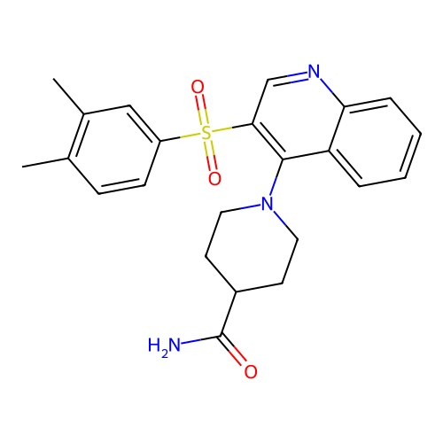 1-[3-(3,4-Dimethylphenyl)sulfonylquinolin-4-yl]piperidine-4-carboxamide structure