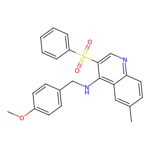 3-(benzenesulfonyl)-N-[(4-methoxyphenyl)methyl]-6-methylquinolin-4-amine structure