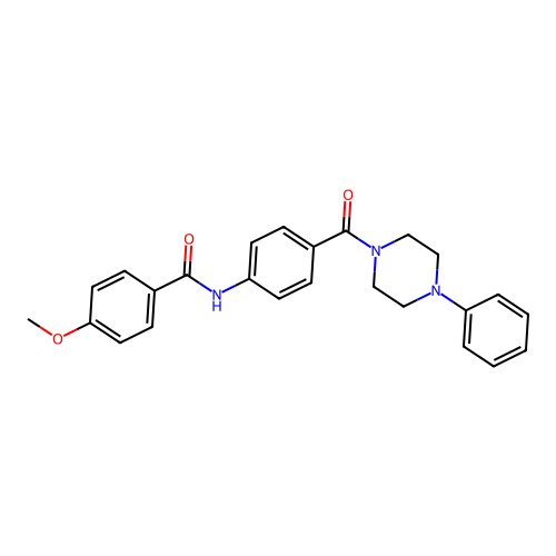 Benzamide, 4-methoxy-N-(4-((4-phenyl-1-piperazinyl)carbonyl)phenyl)- structure