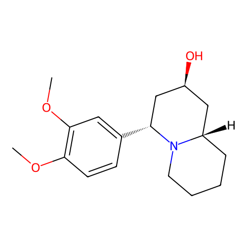 2H-quinolizin-2-ol, 4-(3,4-dimethoxyphenyl)octahydro-, (2S,4S,9aS)- structure