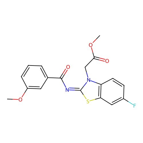 (Z)-methyl 2-(6-fluoro-2-((3-methoxybenzoyl)imino)benzo[d]thiazol-3(2H)-yl)acetate structure