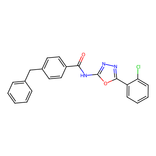 4-benzyl-N-[5-(2-chlorophenyl)-1,3,4-oxadiazol-2-yl]benzamide structure