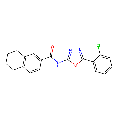 N-[5-(2-chlorophenyl)-1,3,4-oxadiazol-2-yl]-5,6,7,8-tetrahydronaphthalene-2-carboxamide structure