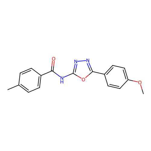 N-[5-(4-methoxyphenyl)-1,3,4-oxadiazol-2-yl]-4-methylbenzamide structure