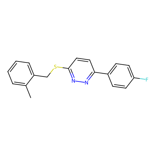 3-(4-Fluorophenyl)-6-((2-methylbenzyl)thio)pyridazine structure