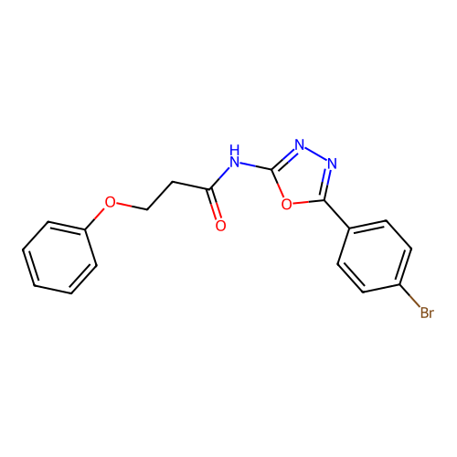 N-[5-(4-bromophenyl)-1,3,4-oxadiazol-2-yl]-3-phenoxypropanamide structure