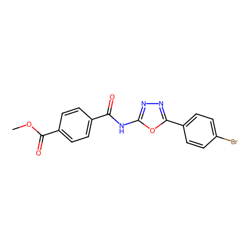 Methyl 4-{[5-(4-bromophenyl)-1,3,4-oxadiazol-2-yl]carbamoyl}benzoate structure