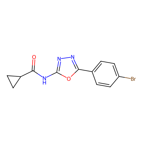 N-[5-(4-bromophenyl)-1,3,4-oxadiazol-2-yl]cyclopropanecarboxamide structure