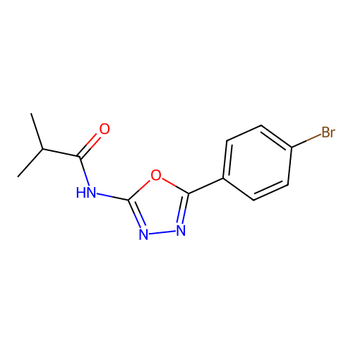 N-(5-(4-bromophenyl)-1,3,4-oxadiazol-2-yl)isobutyramide structure