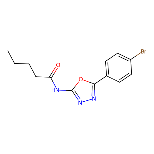 N-[5-(4-bromophenyl)-1,3,4-oxadiazol-2-yl]pentanamide structure