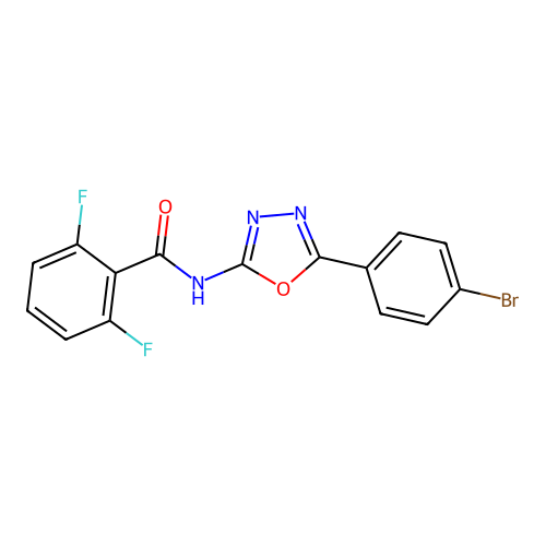 N-[5-(4-bromophenyl)-1,3,4-oxadiazol-2-yl]-2,6-difluorobenzamide structure
