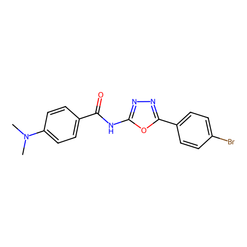 N-[5-(4-bromophenyl)-1,3,4-oxadiazol-2-yl]-4-(dimethylamino)benzamide structure