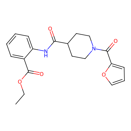 Ethyl 2-{[1-(2-furylcarbonyl)-4-piperidyl]carbonylamino}benzoate structure