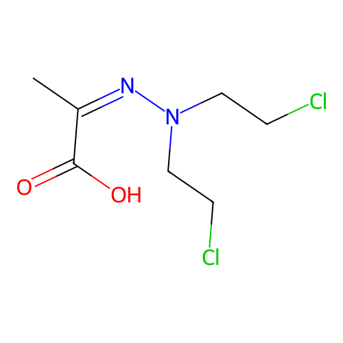 2-[Bis(2-chloroethyl)hydrazinylidene]propanoic acid structure