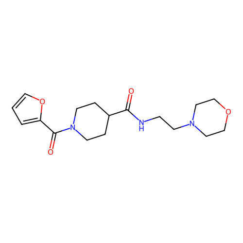 1-(furan-2-carbonyl)-N-(2-morpholin-4-ylethyl)piperidine-4-carboxamide structure
