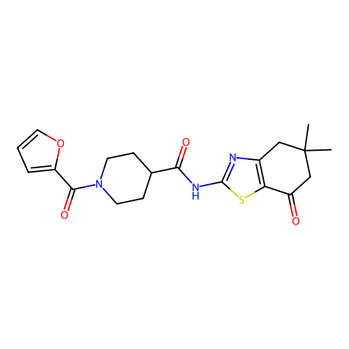 N-(5,5-dimethyl-7-oxo(4,5,6-trihydrobenzothiazol-2-yl))[1-(2-furylcarbonyl)(4- piperidyl)]carboxamide structure