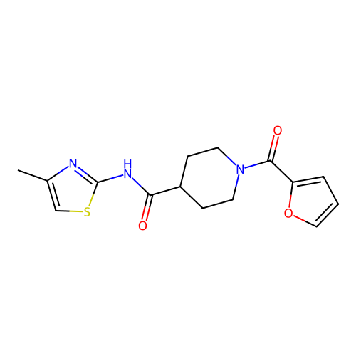1-(furan-2-carbonyl)-N-(4-methyl-1,3-thiazol-2-yl)piperidine-4-carboxamide structure