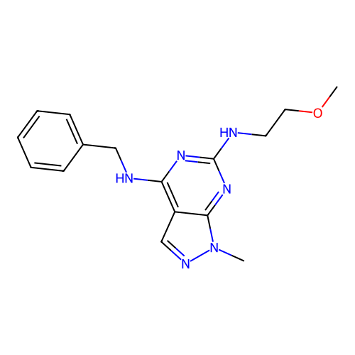 4-N-benzyl-6-N-(2-methoxyethyl)-1-methylpyrazolo[3,4-d]pyrimidine-4,6-diamine structure