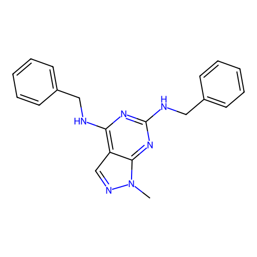 {1-Methyl-6-[benzylamino]pyrazolo[4,5-e]pyrimidin-4-yl}benzylamine structure