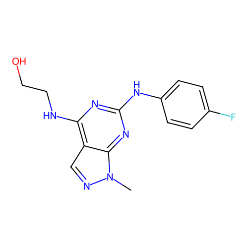 2-[[6-(4-Fluoroanilino)-1-methylpyrazolo[3,4-d]pyrimidin-4-yl]amino]ethanol structure