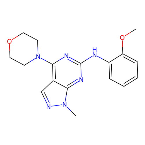 N-(2-methoxyphenyl)-1-methyl-4-morpholin-4-ylpyrazolo[3,4-d]pyrimidin-6-amine structure