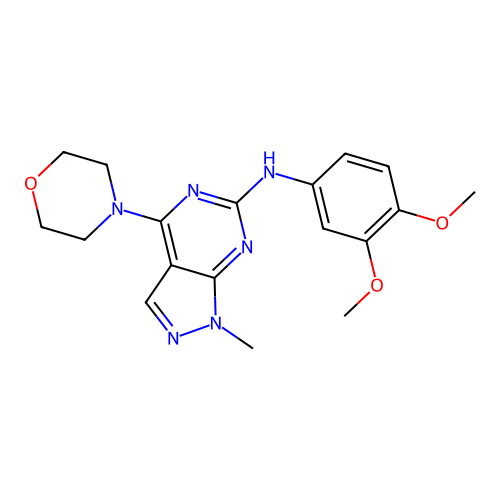 N-(3,4-dimethoxyphenyl)-1-methyl-4-morpholin-4-ylpyrazolo[3,4-d]pyrimidin-6-amine structure