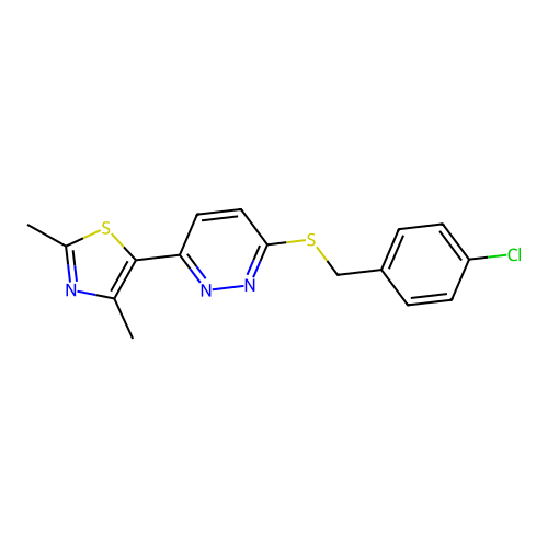 5-(6-((4-Chlorobenzyl)thio)pyridazin-3-yl)-2,4-dimethylthiazole structure