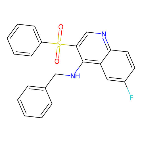 3-(benzenesulfonyl)-N-benzyl-6-fluoroquinolin-4-amine structure