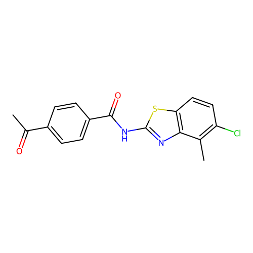 4-acetyl-N-(5-chloro-4-methyl-1,3-benzothiazol-2-yl)benzamide structure