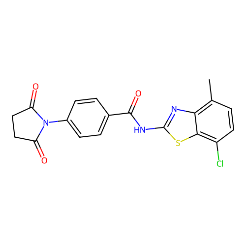 N-(7-chloro-4-methyl-1,3-benzothiazol-2-yl)-4-(2,5-dioxopyrrolidin-1-yl)benzamide structure