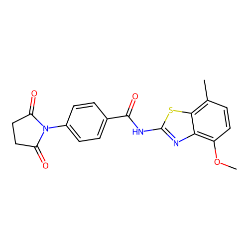 4-(2,5-dioxopyrrolidin-1-yl)-N-(4-methoxy-7-methyl-1,3-benzothiazol-2-yl)benzamide structure