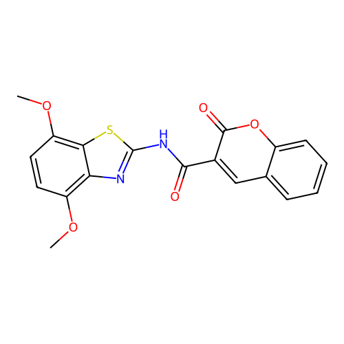 N-(4,7-dimethoxy-1,3-benzothiazol-2-yl)-2-oxochromene-3-carboxamide structure
