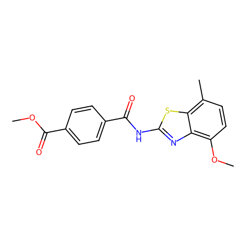 Methyl 4-[(4-methoxy-7-methyl-1,3-benzothiazol-2-yl)carbamoyl]benzoate structure