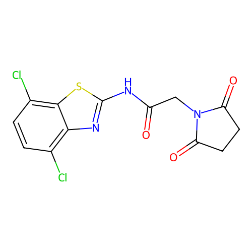 N-(4,7-dichloro-1,3-benzothiazol-2-yl)-2-(2,5-dioxopyrrolidin-1-yl)acetamide structure