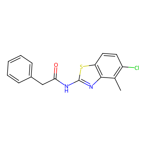 N-(5-chloro-4-methyl-1,3-benzothiazol-2-yl)-2-phenylacetamide structure