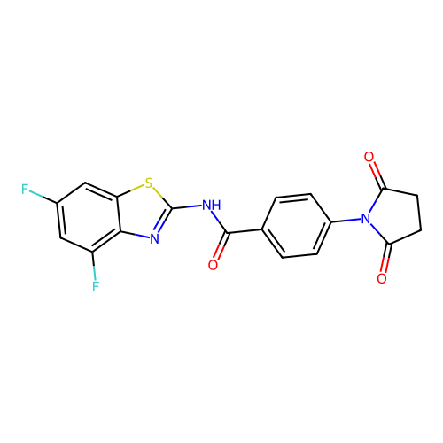 N-(4,6-difluoro-1,3-benzothiazol-2-yl)-4-(2,5-dioxopyrrolidin-1-yl)benzamide structure