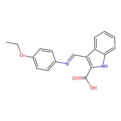 3-[(E)-[(4-Ethoxyphenyl)imino]methyl]-1H-indole-2-carboxylic acid structure