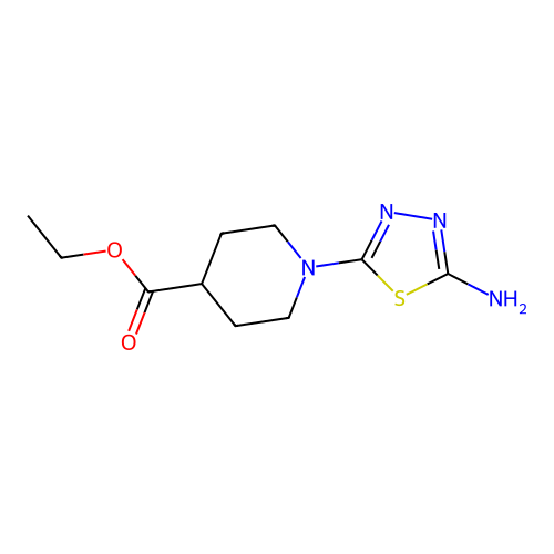 Ethyl 1-(5-amino-1,3,4-thiadiazol-2-yl)piperidine-4-carboxylate structure