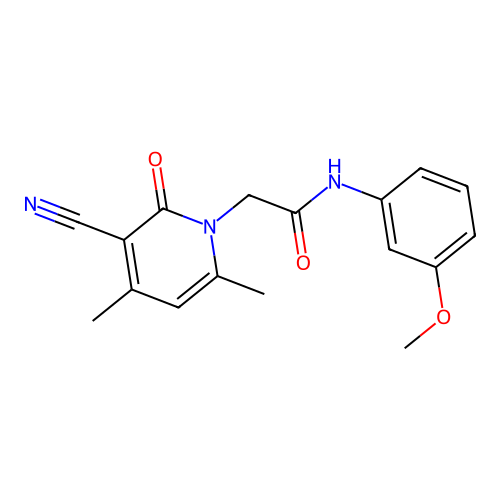 2-(3-cyano-4,6-dimethyl-2-oxopyridin-1(2H)-yl)-N-(3-methoxyphenyl)acetamide structure
