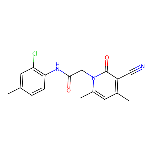 N-(2-chloro-4-methylphenyl)-2-(3-cyano-4,6-dimethyl-2-oxo-1,2-dihydropyridin-1-yl)acetamide structure
